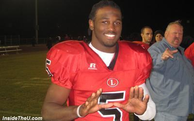 Storm Johnson throws up the 'U' for us when we went and watched him play in Georgia.